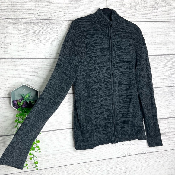 Calvin Klein Charcoal Gray & Black Full Zip Knit SweaterJacket Men’s Size XL - Picture 2 of 10